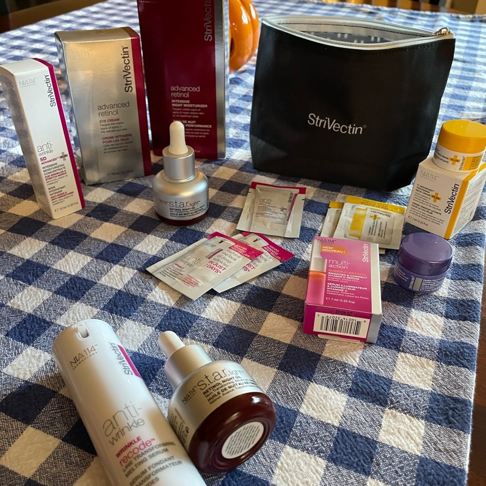 STRIVECTIN items including travel sizes, samples and cosmetic bag!